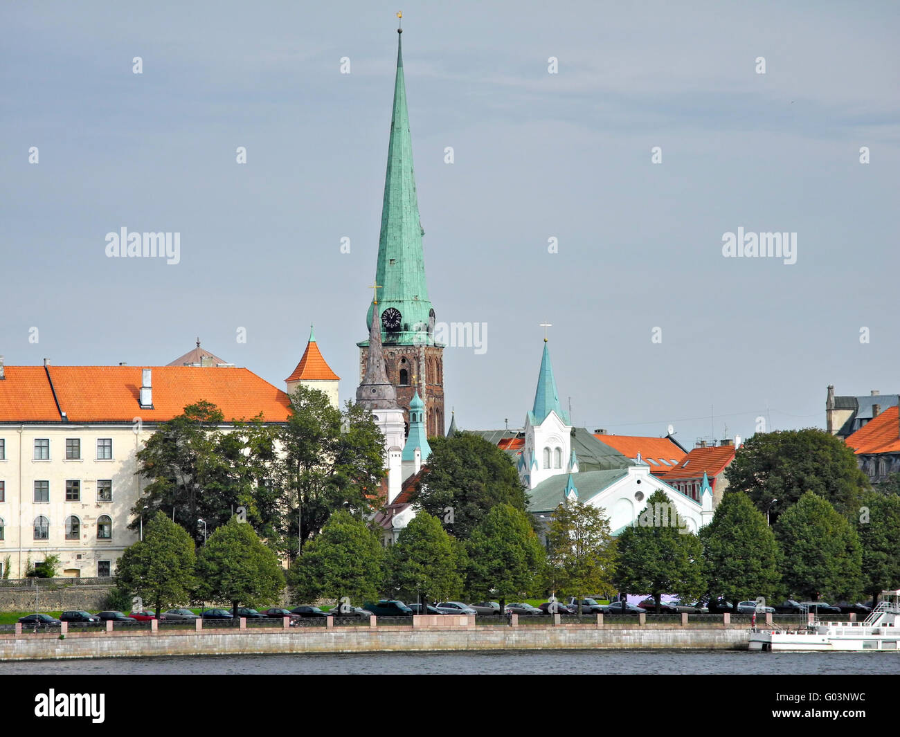 Sight of Old Riga with St.Jacob`s church Stock Photo